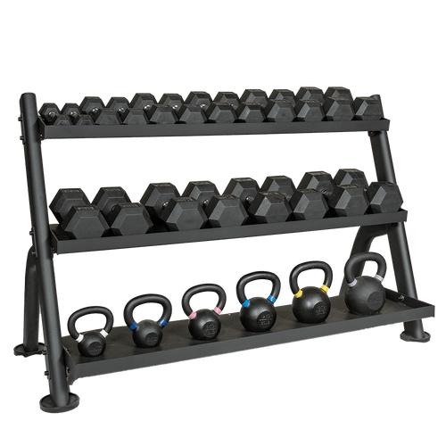 3 Tier Adjustable Tray Dumbbell/Kettlebell Rack Fitness Products Direct